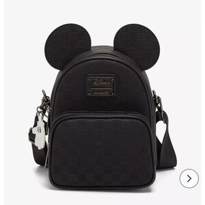 Mickey Mouse Checkered Texture Convertible Mini Backpack & Crossbody Bag